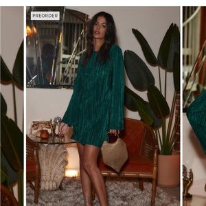 TATE EMERALD PLISSE MINI DRESS